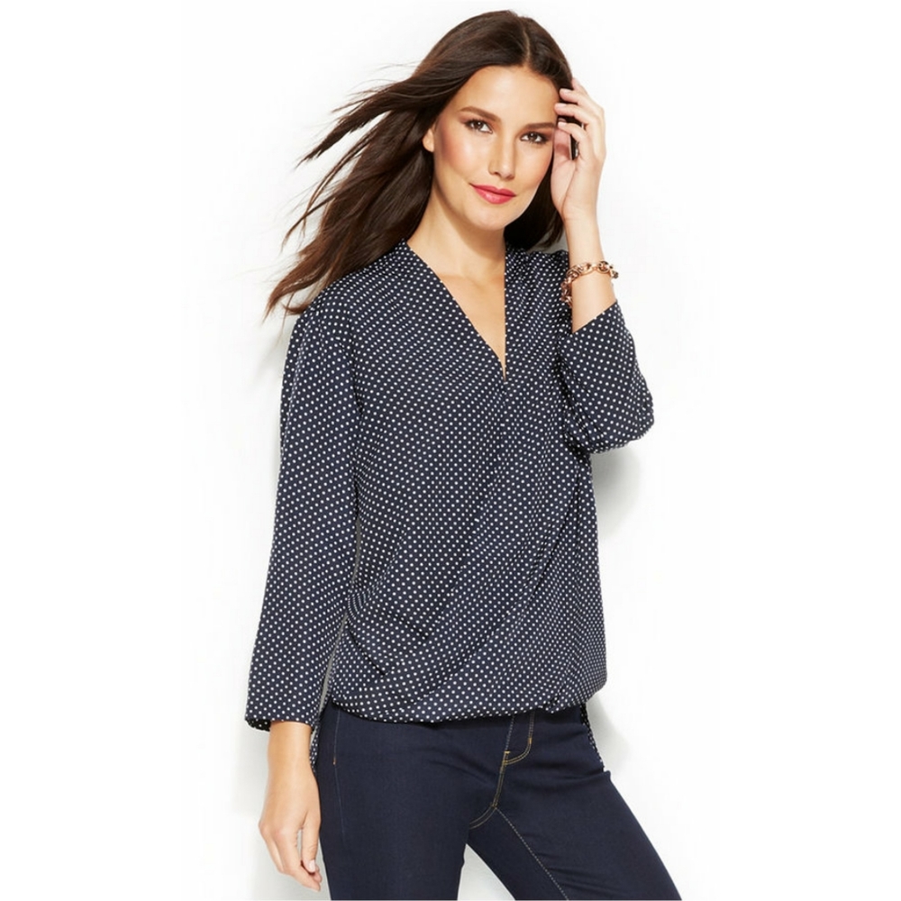 MICHAEL Michael Kors Polka Dot Wrap Front Blouse